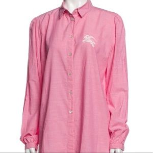 Burberry Long Sleeve Pink Top Button Up Size XL